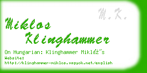 miklos klinghammer business card